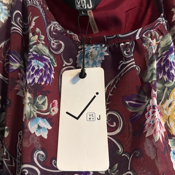 Asymmetrical Off-Shoulder Burgundy Floral Midi Dress – Size Large – NWOT - Picture 4 of 4